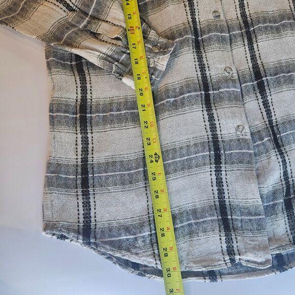 Lemon Grass Linen Blend Casual Button Up Striped Shirt Flannel Style Large - Picture 6 of 7